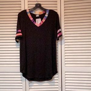 Black v neck with colored details